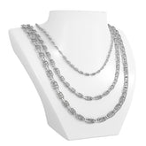 Sterling Silver Mariner Anchor Link Chains in 3 Sizes Light Medium and Heavy on Mannequin Bust Offered By Nautical Treasure In The Florida Keys For Unique Custom Fish Pendant Jewelry